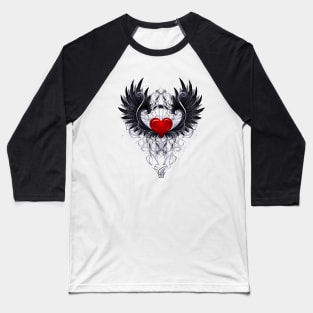 Dark angel heart with black wings Baseball T-Shirt